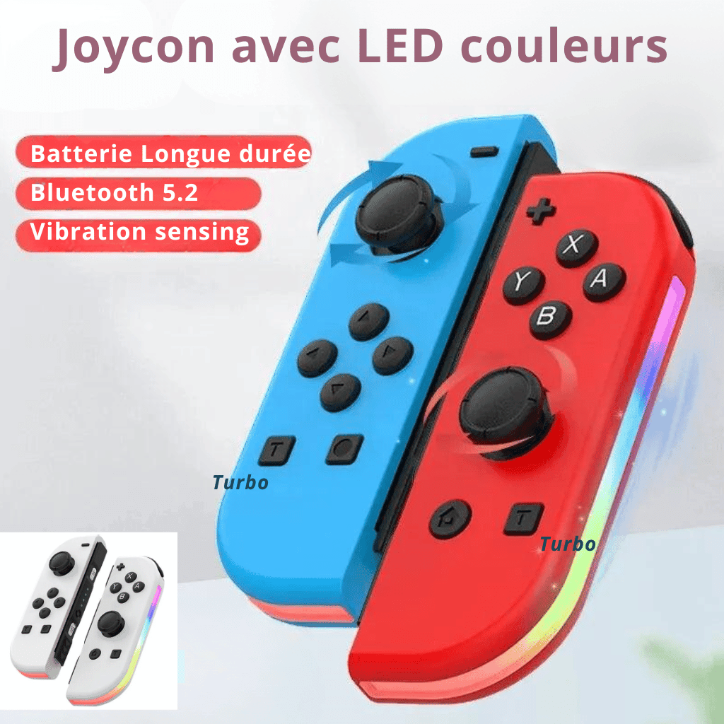 Joy con blanc à LED pour Nintendo Switch & OLED - Immersion totale - PANDAGLOBE