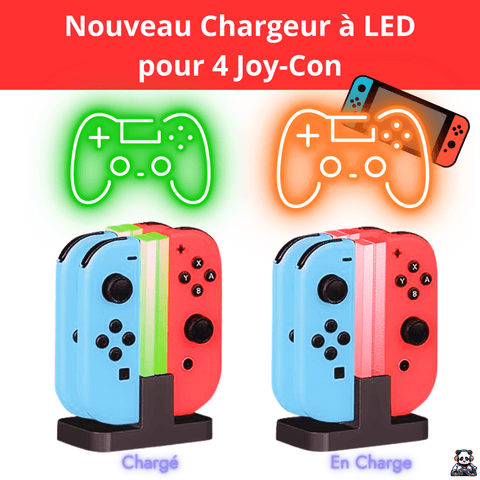 Chargeur Joy Con pour Switch avec LED - Rapide et Compact - PANDAGLOBE