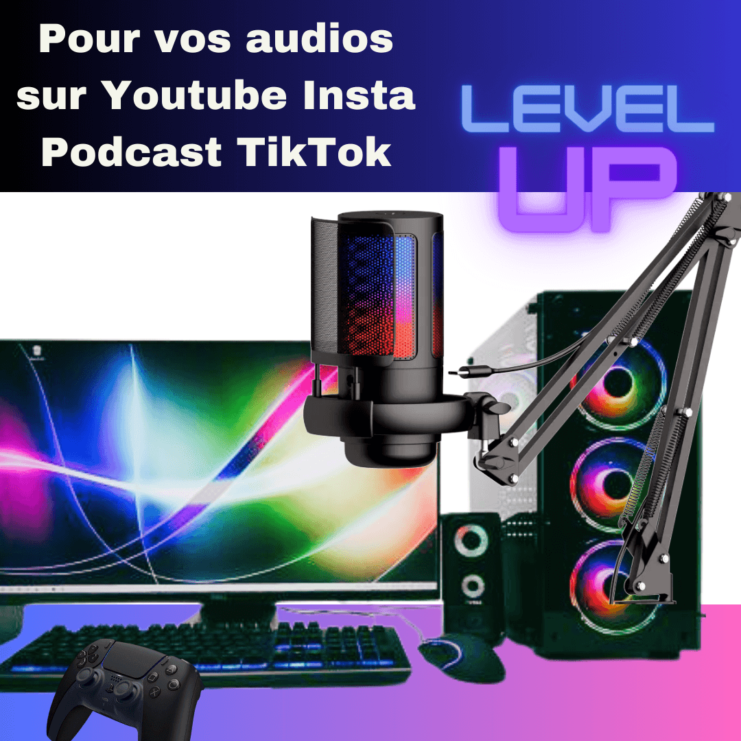 Microphone 360° avec LEDs pour Gaming et Podcasts - Qualité Studio - PANDAGLOBE