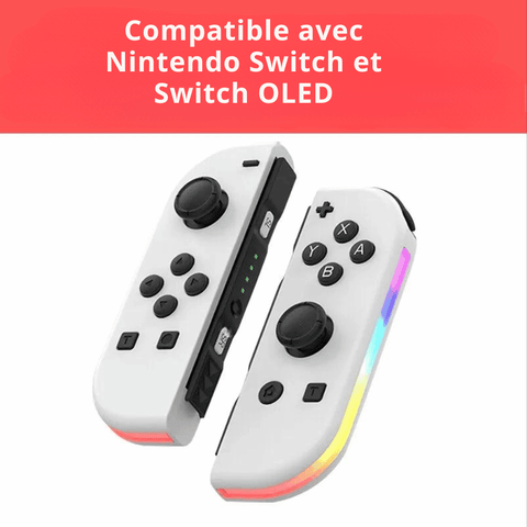 Joy con blanc à LED pour Nintendo Switch & OLED - Immersion totale - PANDAGLOBE