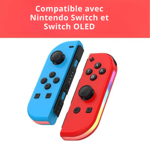 Joy con blanc à LED pour Nintendo Switch & OLED - Immersion totale - PANDAGLOBE