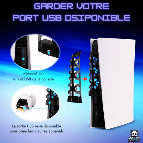 Ventilateur LED pour PS5 - Refroidissement Efficace et Silencieux - PANDAGLOBE