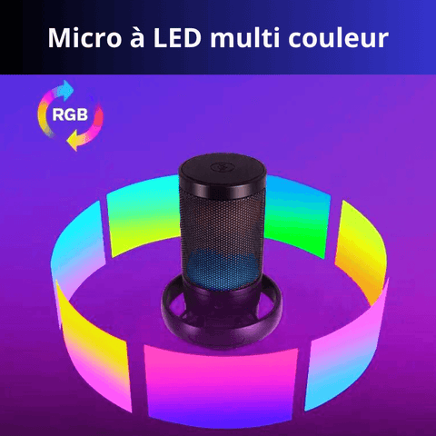 Microphone 360° avec LEDs pour Gaming et Podcasts - Qualité Studio - PANDAGLOBE