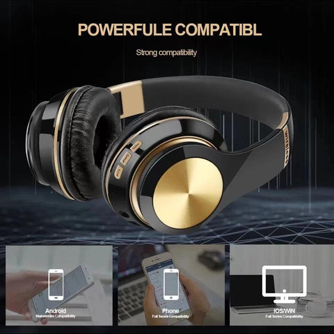 Casque gaming Bluetooth pliable cuir - Confort et design - PANDAGLOBE