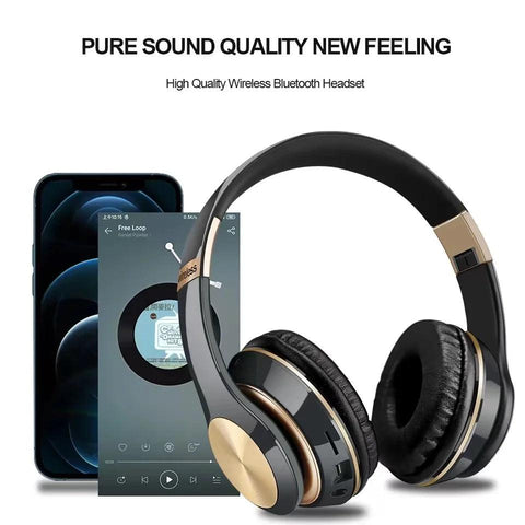 Casque gaming Bluetooth pliable cuir - Confort et design - PANDAGLOBE